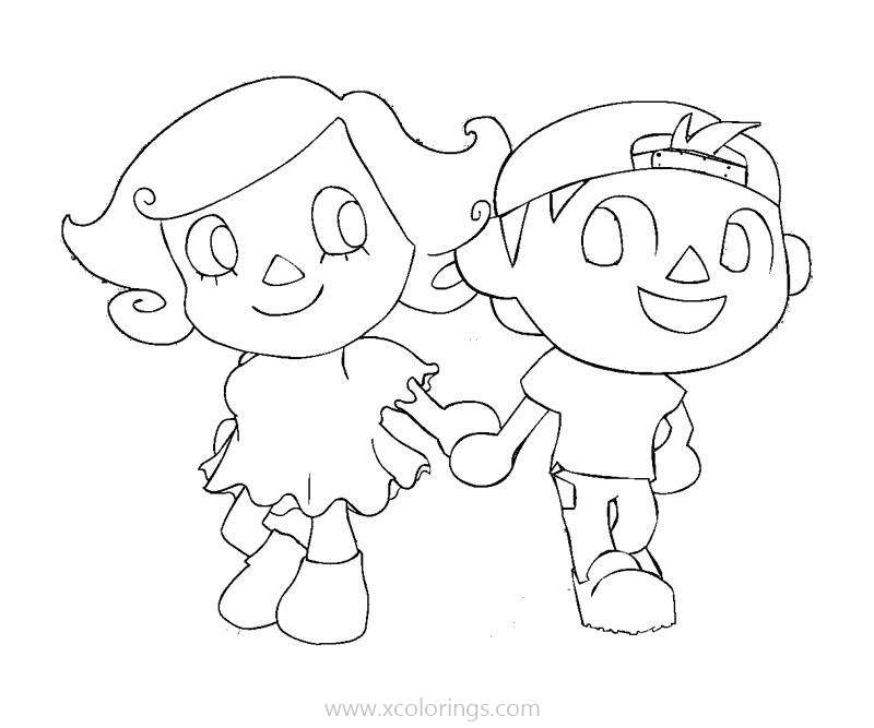 Free Animal Crossing Coloring Pages Boy and Girl printable