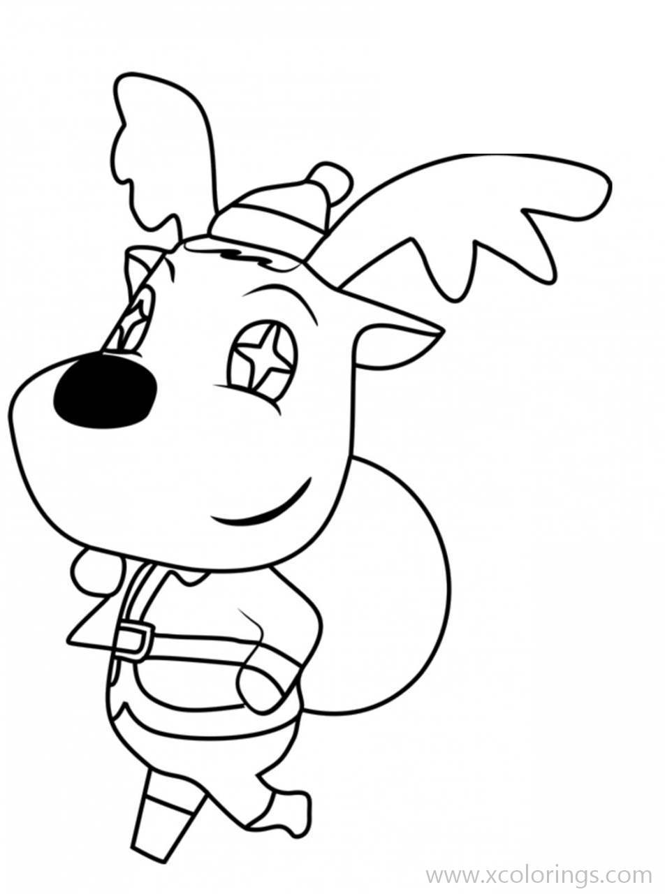 Free Animal Crossing Coloring Pages Jingle The Reindeer printable
