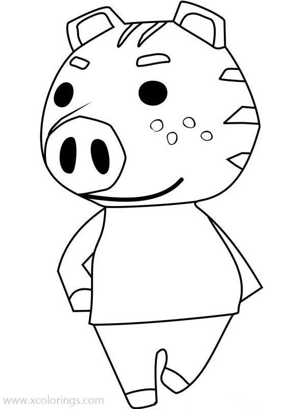 Free Animal Crossing Coloring Pages Kevin the Pig printable