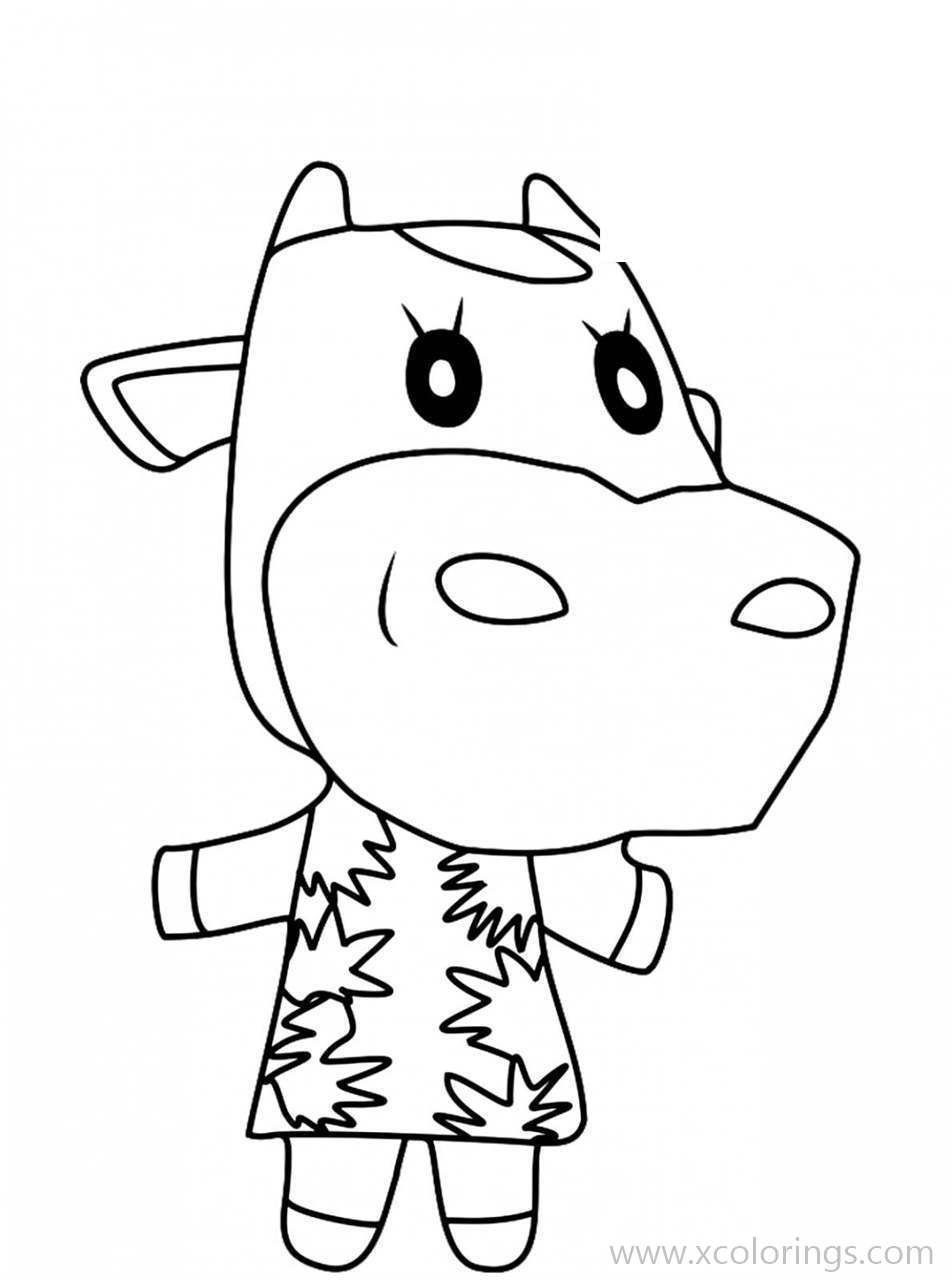 Free Animal Crossing Coloring Pages Norma the Cow printable