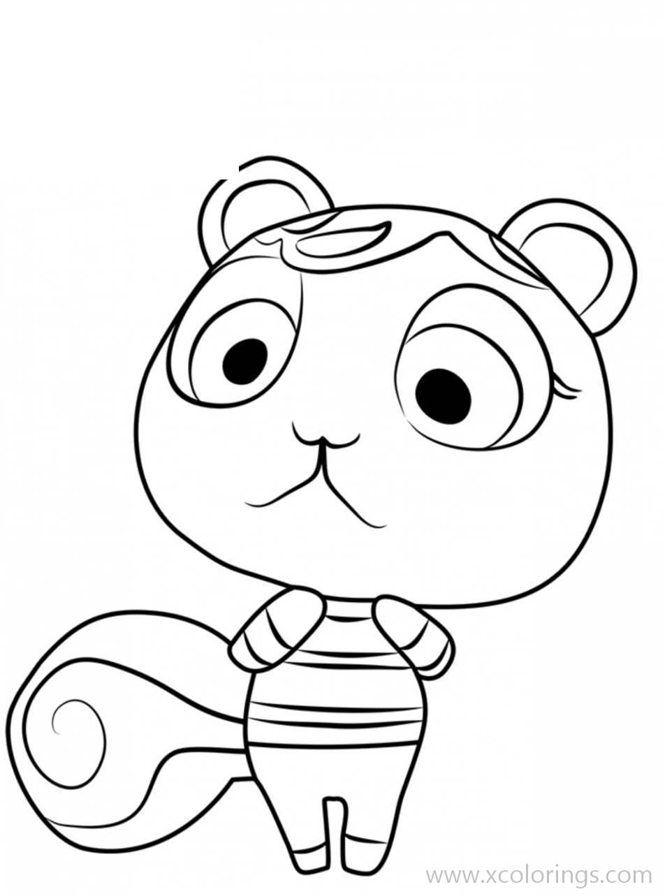Free Animal Crossing Coloring Pages Squirrel Caroline printable