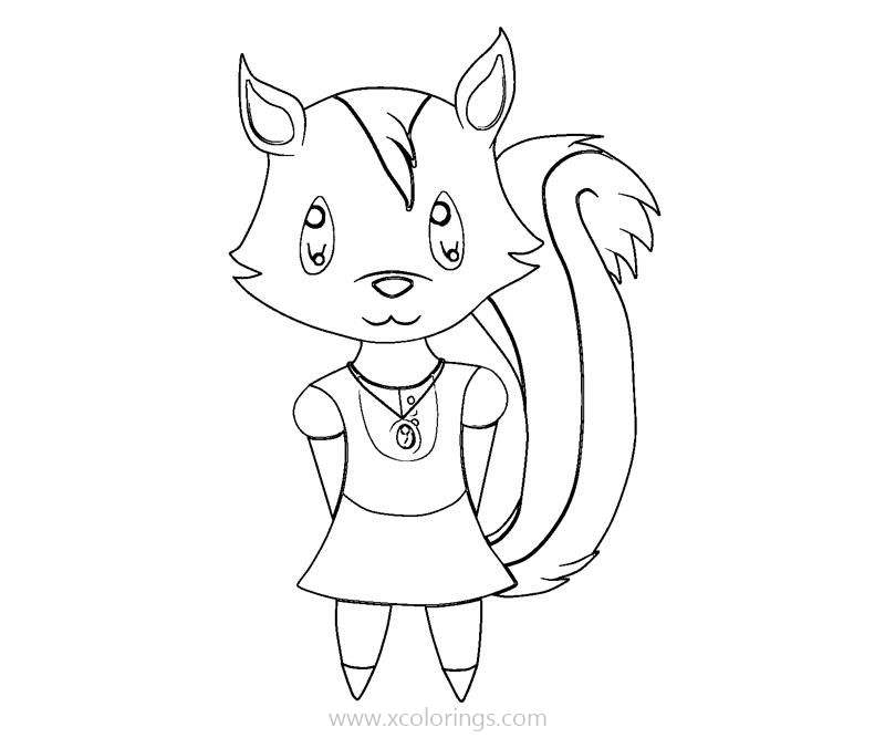 Free Animal Crossing Coloring Pages Squirrel Girl printable