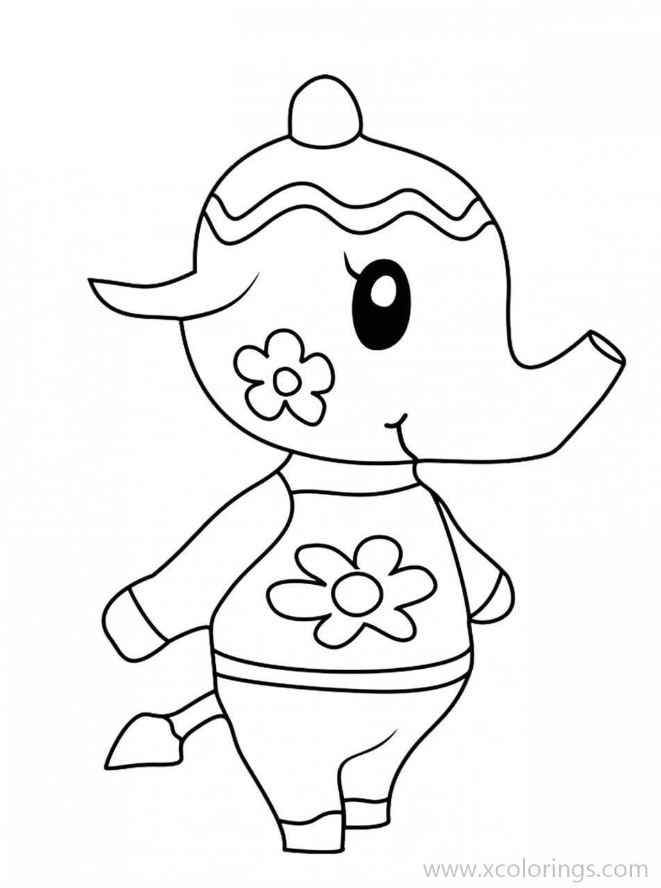 Free Animal Crossing Coloring Pages Tia The Elephant printable