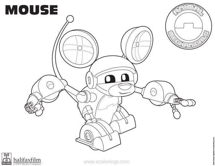 Free Animal Mechanical Coloring Pages Mouse printable