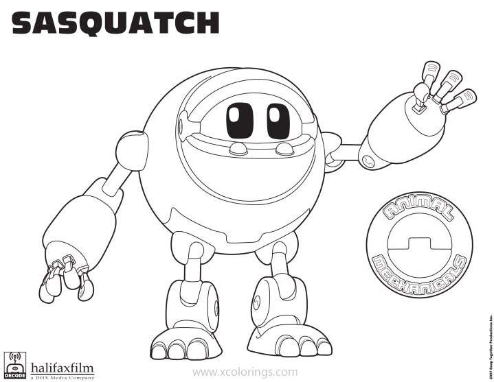 Free Animal Mechanical Coloring Pages Sasquatch printable