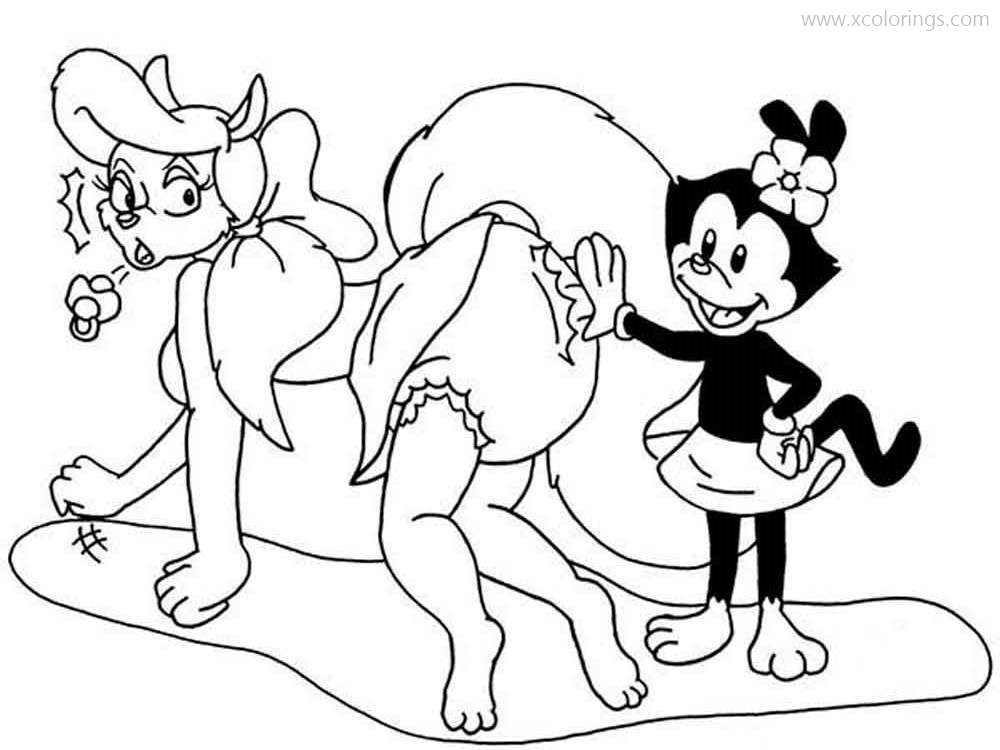Free Animaniacs Coloring Pages Dot and Minerva printable