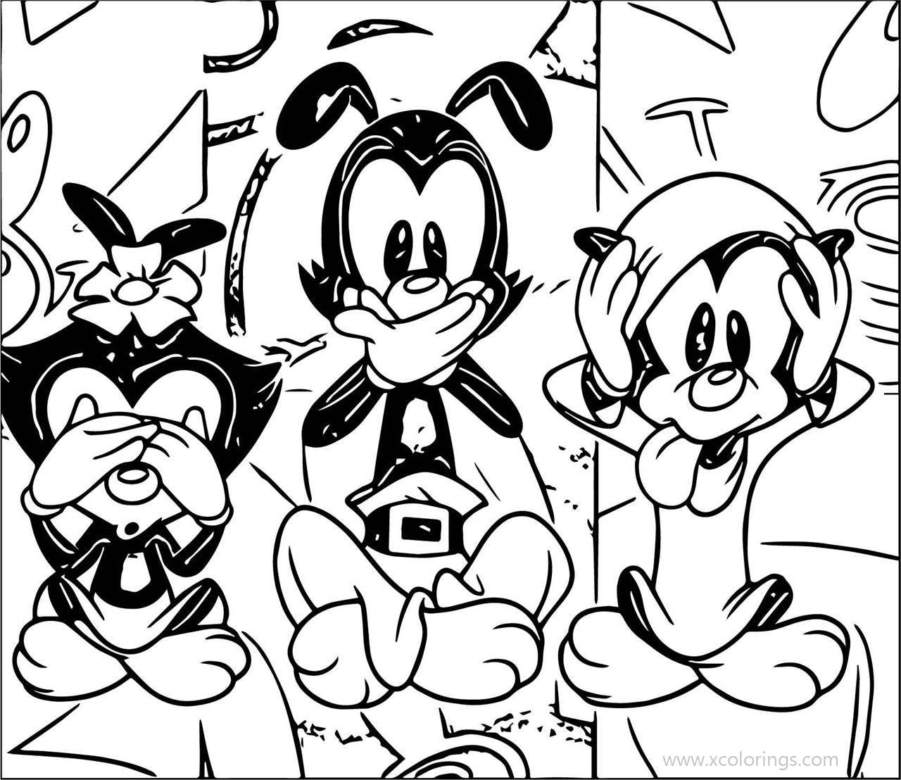 Free Animaniacs Coloring Pages No See Speak Hear printable