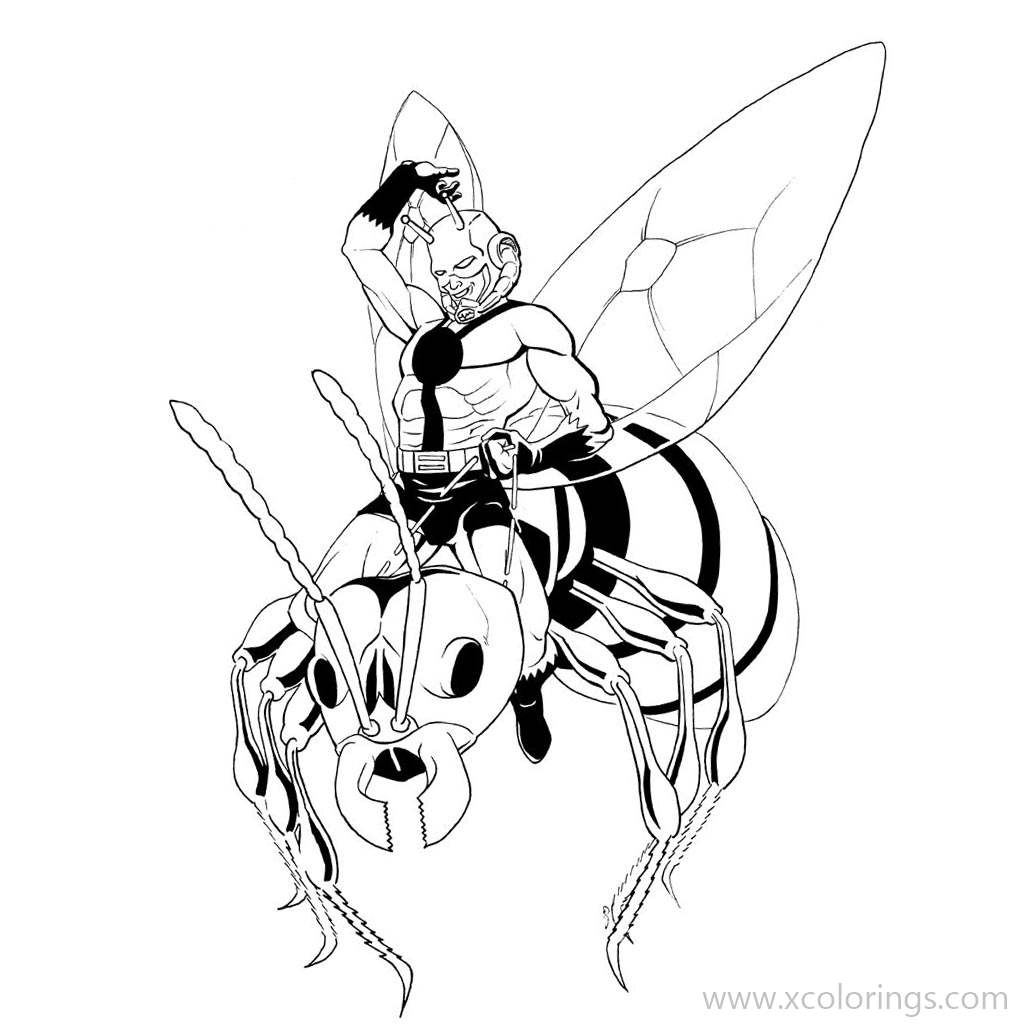 Ant Man Coloring Pages and Flying Ant - XColorings.com