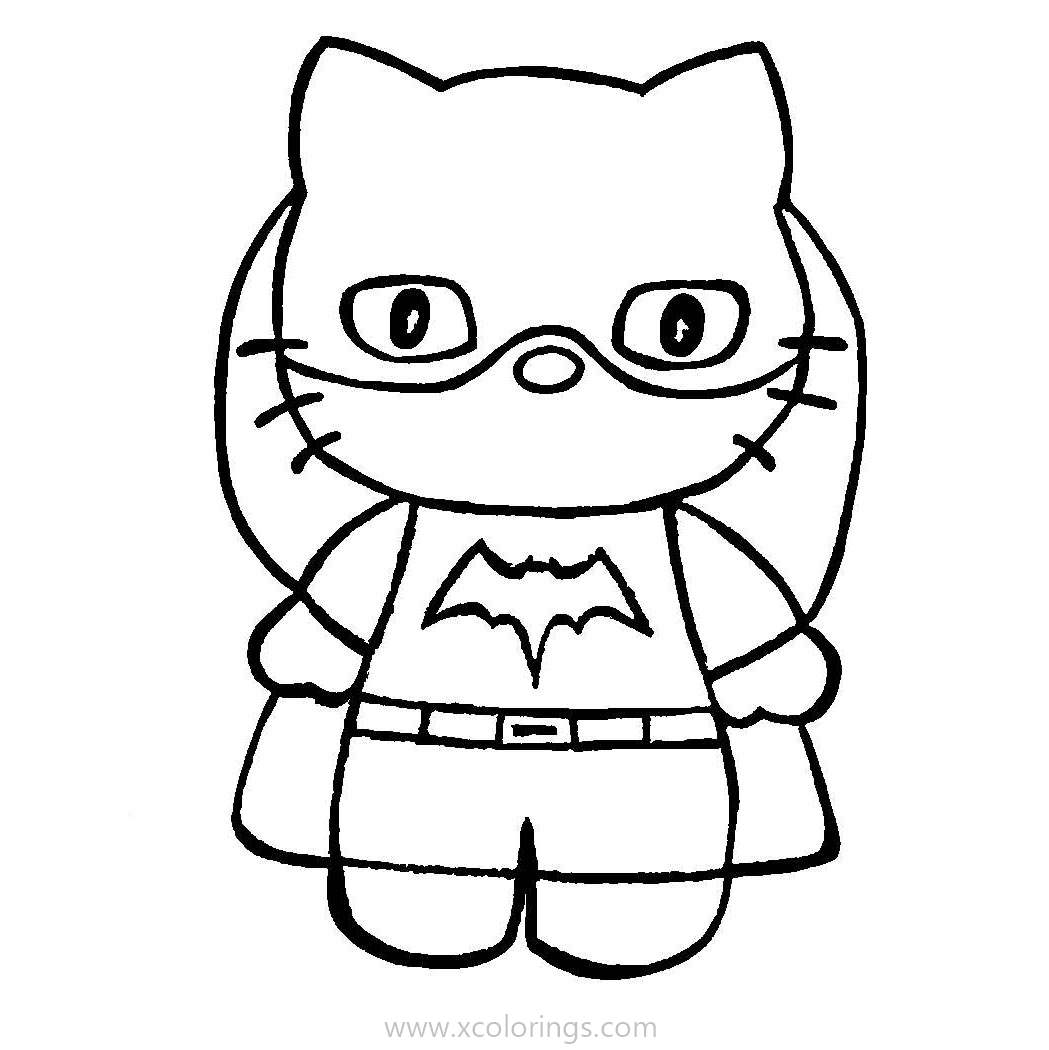 Free Batman Hello Kitty Halloween Coloring Pages printable