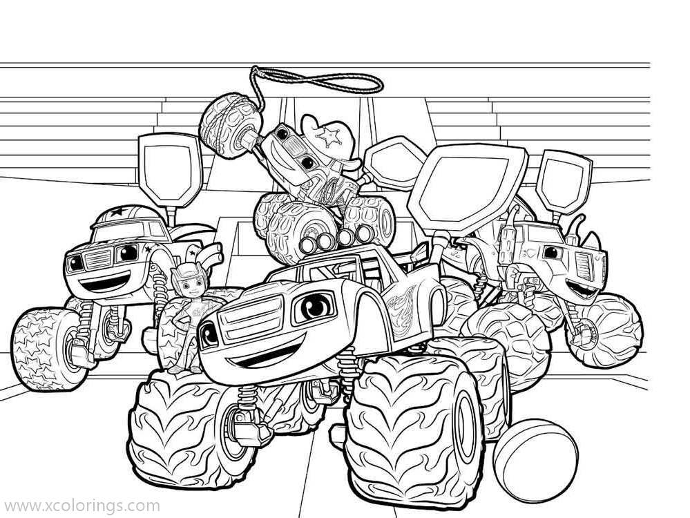 Free Blaze and the Monster Machines Characters Coloring Pages printable