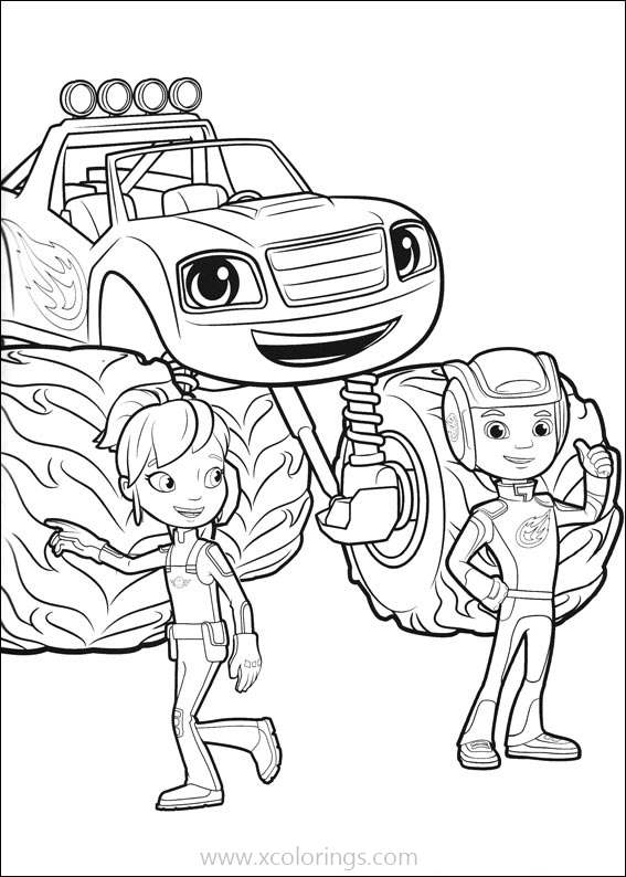 Free Blaze and the Monster Machines Coloring Pages AJ Gabby And Blaze printable