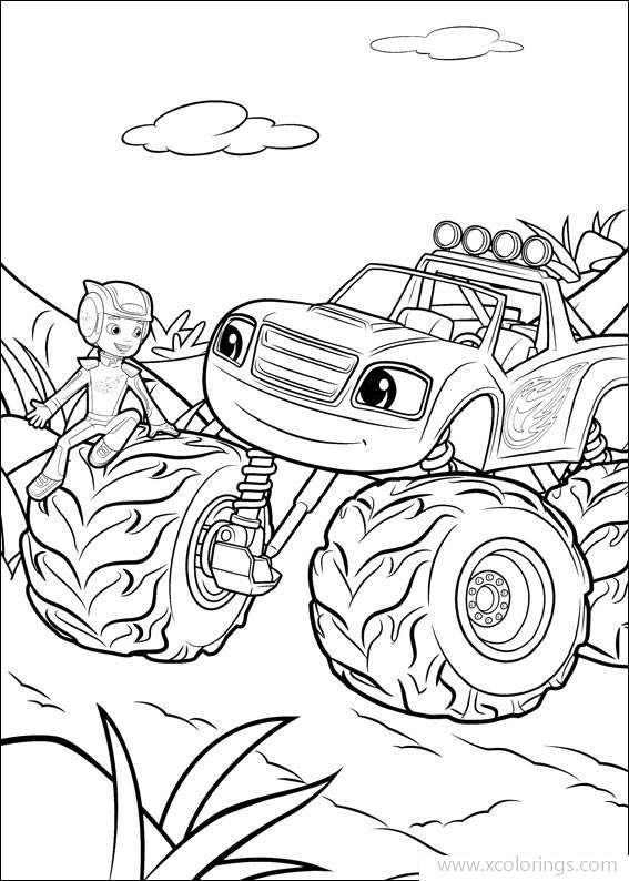 Free Blaze and the Monster Machines Coloring Pages AJ Plays with Blaze printable