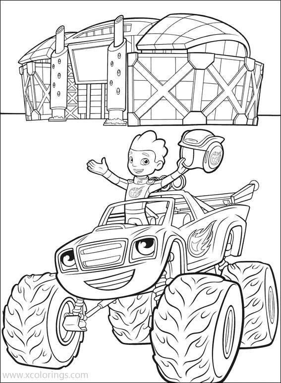 Blaze and the Monster Machines Coloring Pages AJ with His Helmet ...