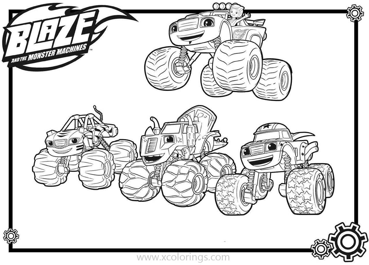 Free Blaze and the Monster Machines Coloring Pages All Monster Trucks printable