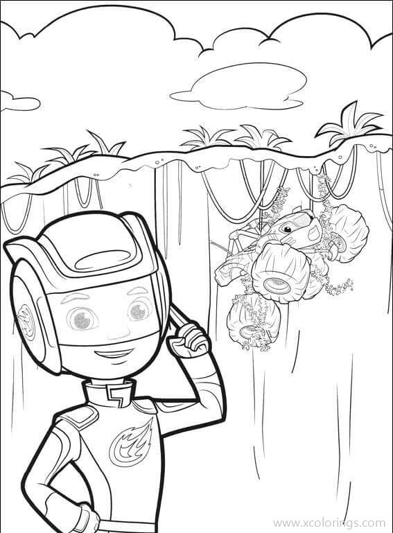 Free Blaze and the Monster Machines Coloring Pages Blaze Needs AJ's Help printable