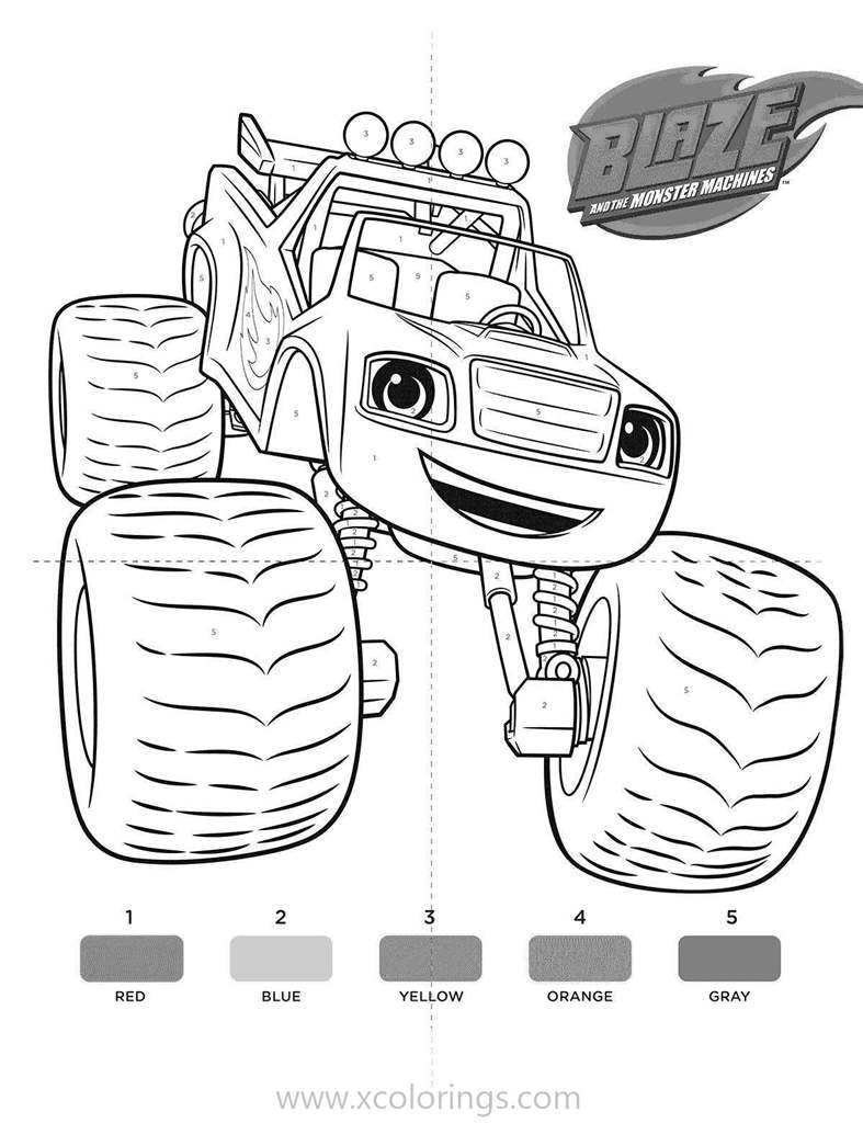 Free Blaze and the Monster Machines Coloring Pages Color by Number printable