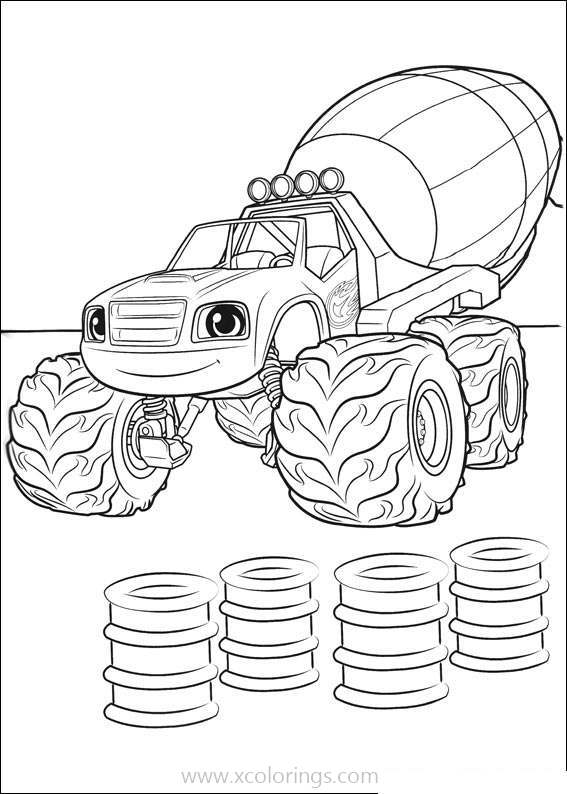 Free Blaze and the Monster Machines Coloring Pages Concrete Mixer Lorry printable