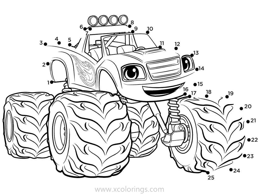 Free Blaze and the Monster Machines Coloring Pages Connect The Dots printable