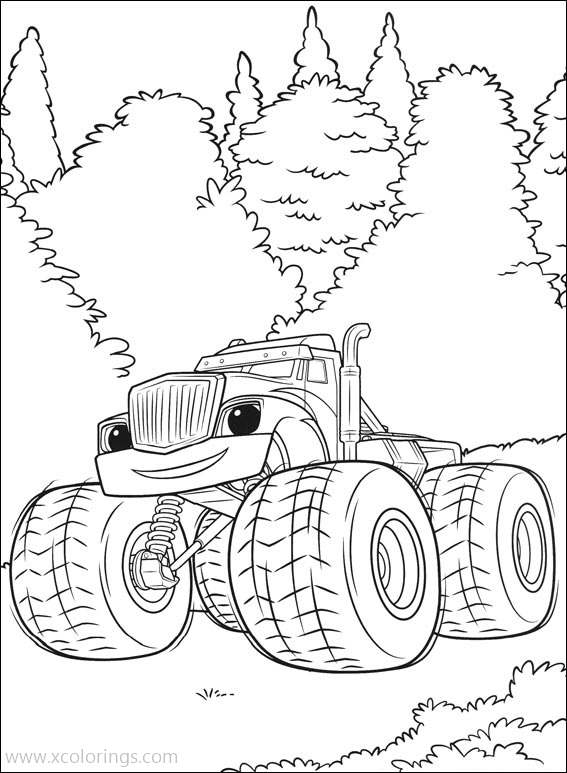 Free Blaze and the Monster Machines Coloring Pages Crusher in the Woods printable