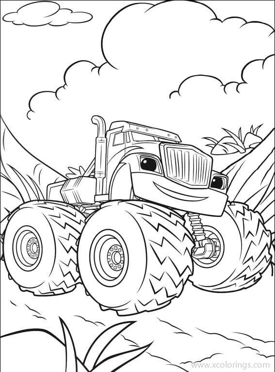 Free Blaze and the Monster Machines Coloring Pages Crusher is Smiling printable