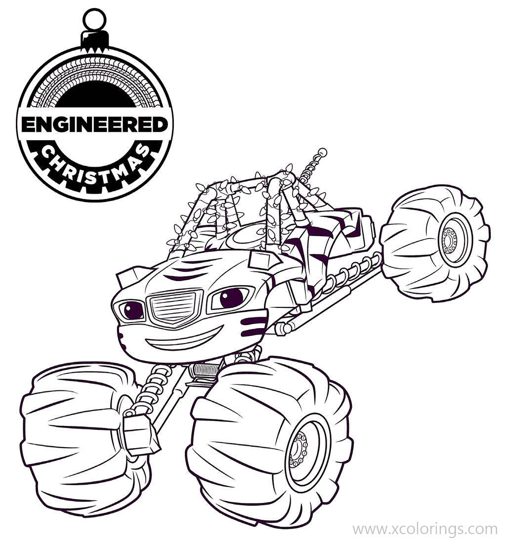 Free Blaze and the Monster Machines Coloring Pages Engineered Christmas printable