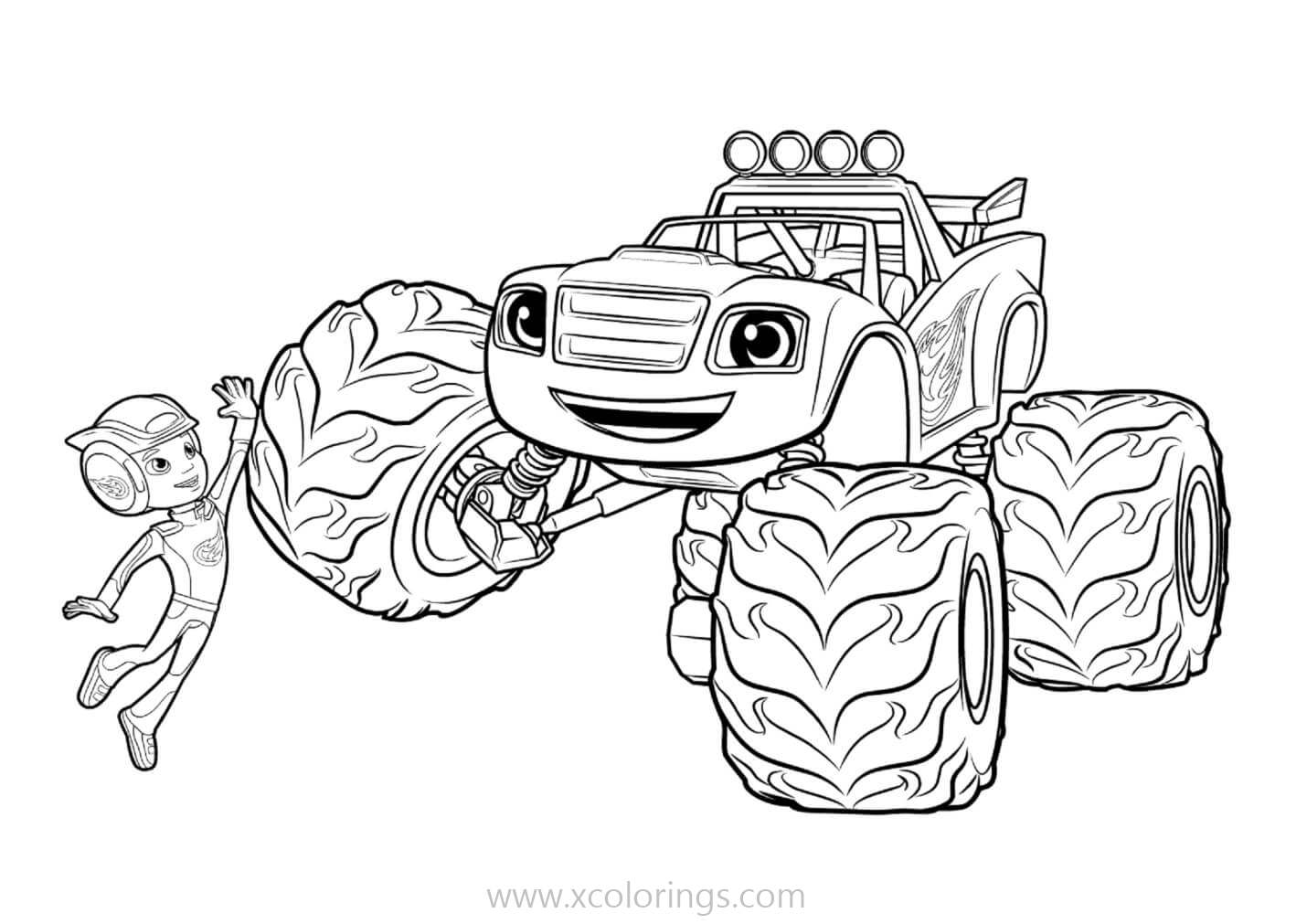 Blaze and the Monster Machines Coloring Pages Give Me Five - XColorings.com