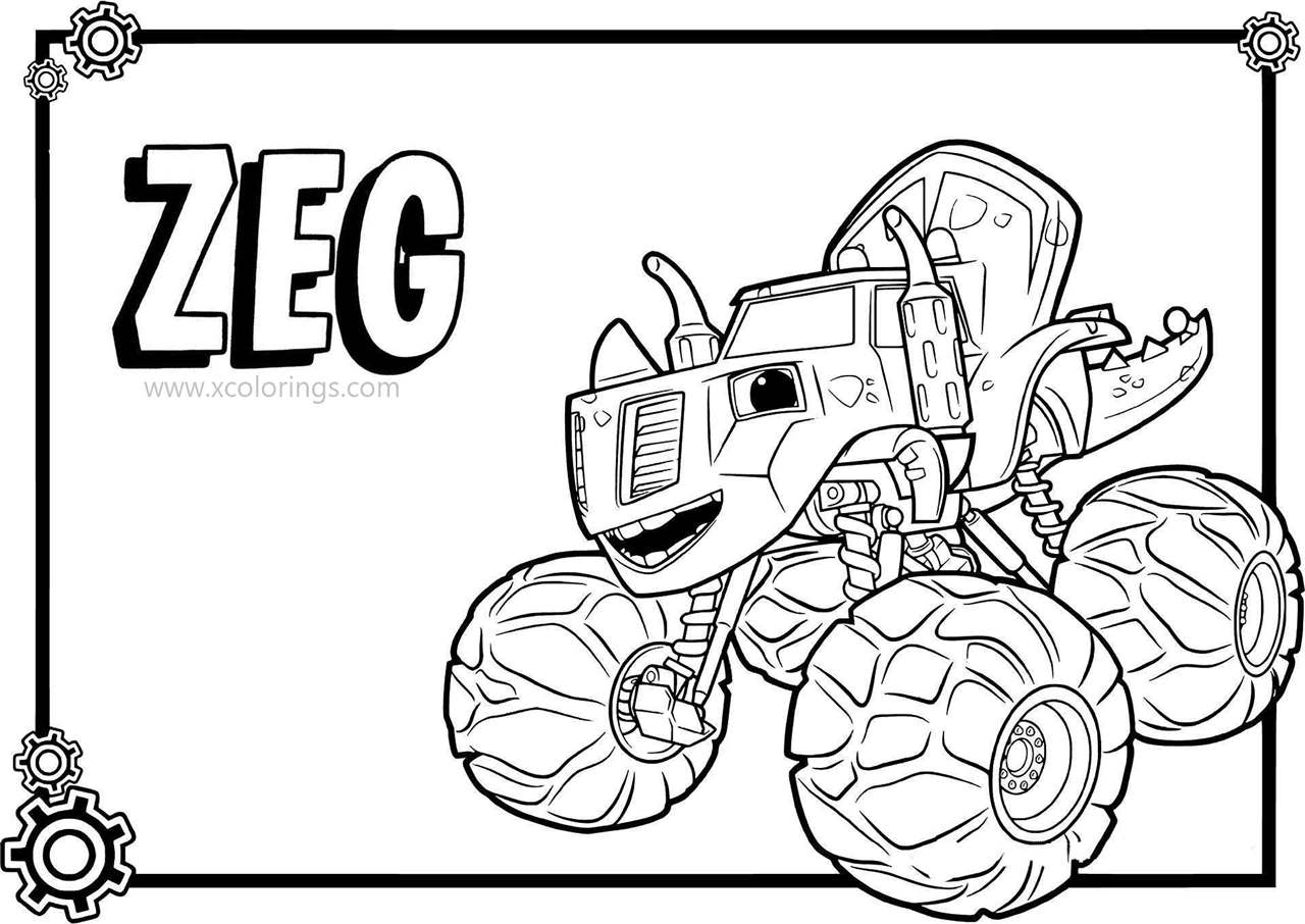Free Blaze and the Monster Machines Coloring Pages Half Dinosaur Zeg printable