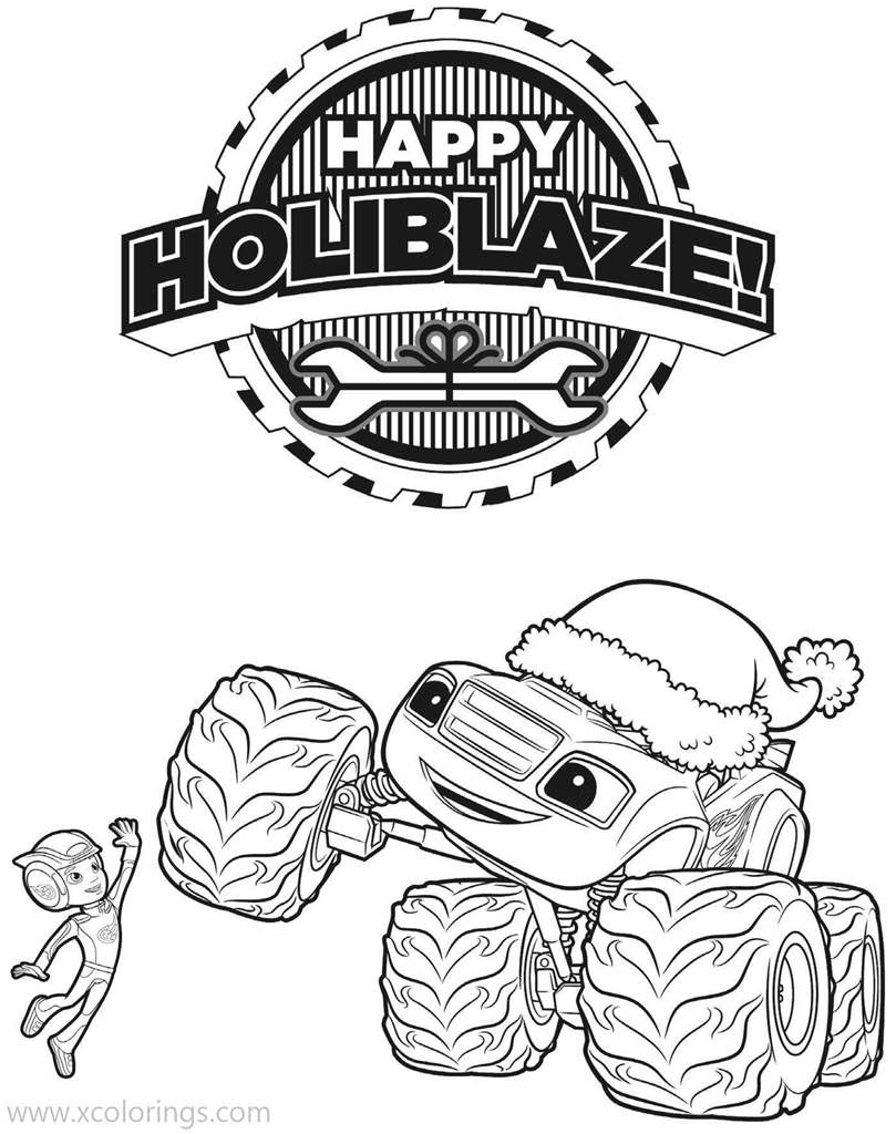 Free Blaze and the Monster Machines Coloring Pages Happy Holiblaze printable