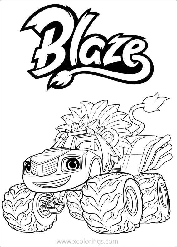 Blaze and the Monster Machines Coloring Pages Lion Truck - XColorings.com