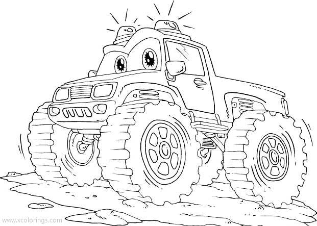 Free Blaze and the Monster Machines Coloring Pages Police Truck printable