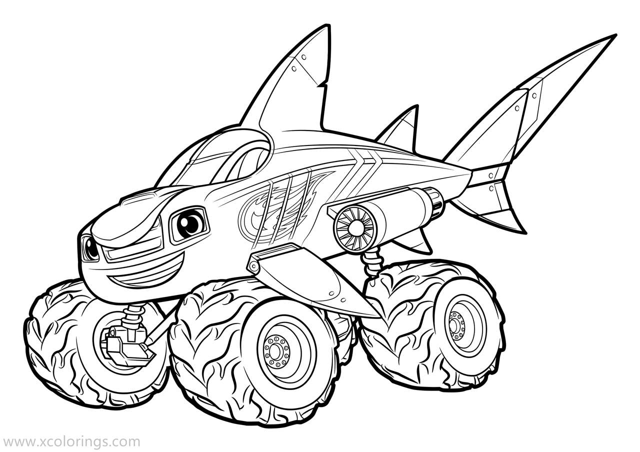 Free Blaze and the Monster Machines Coloring Pages Shark Truck printable