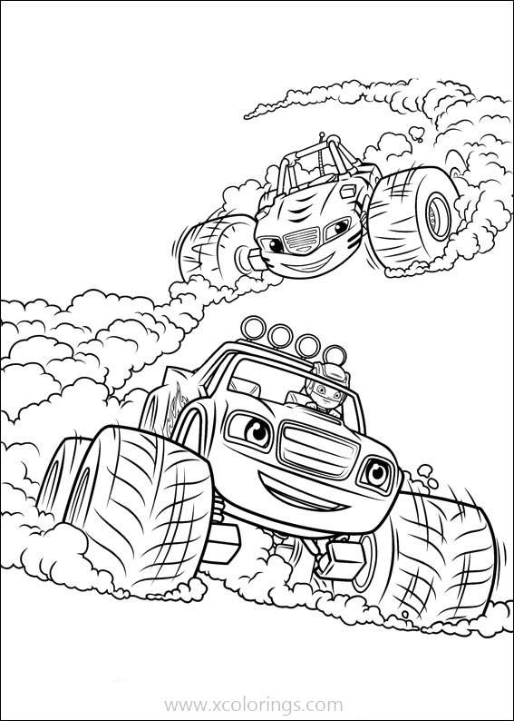 Free Blaze and the Monster Machines Coloring Pages Stripes And Blaze Racing printable