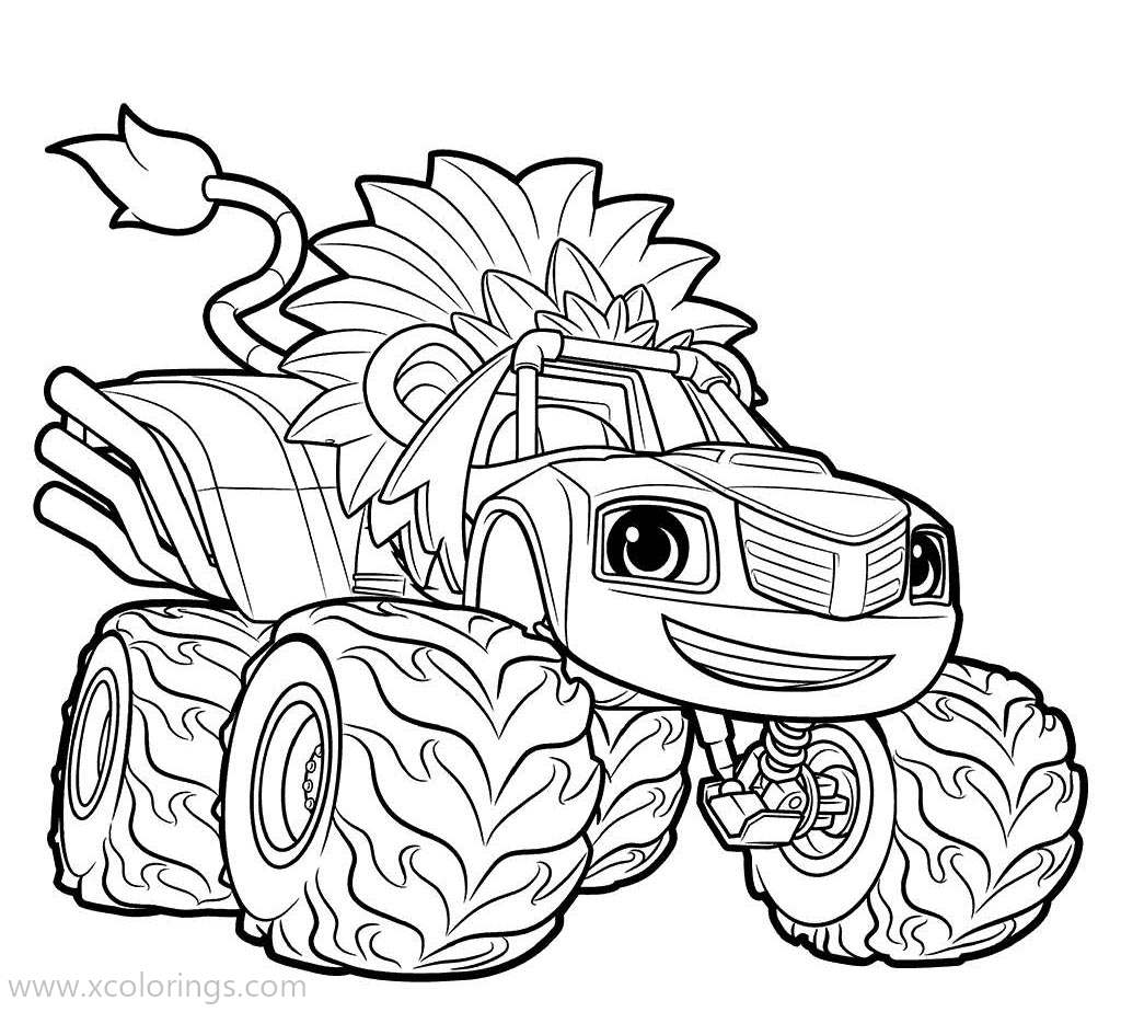 Free Blaze and the Monster Machines Coloring Pages Stripes Transformed Into A Lion printable