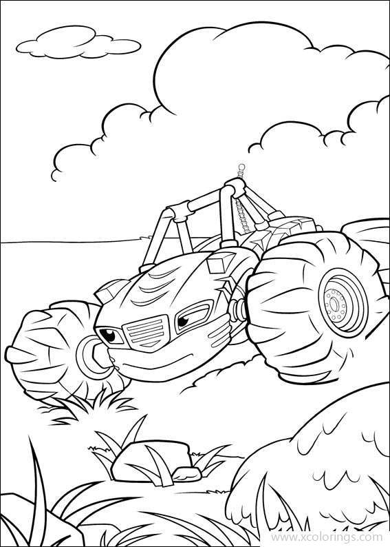 Blaze and the Monster Machines Coloring Pages Stripes is Racing