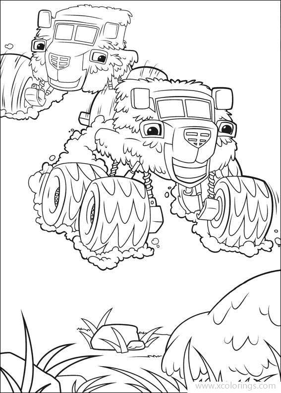 Free Blaze and the Monster Machines Coloring Pages Transformed Into Bears printable