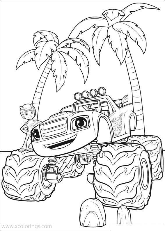 Free Blaze and the Monster Machines Coloring Pages Under The Coconut Trees printable