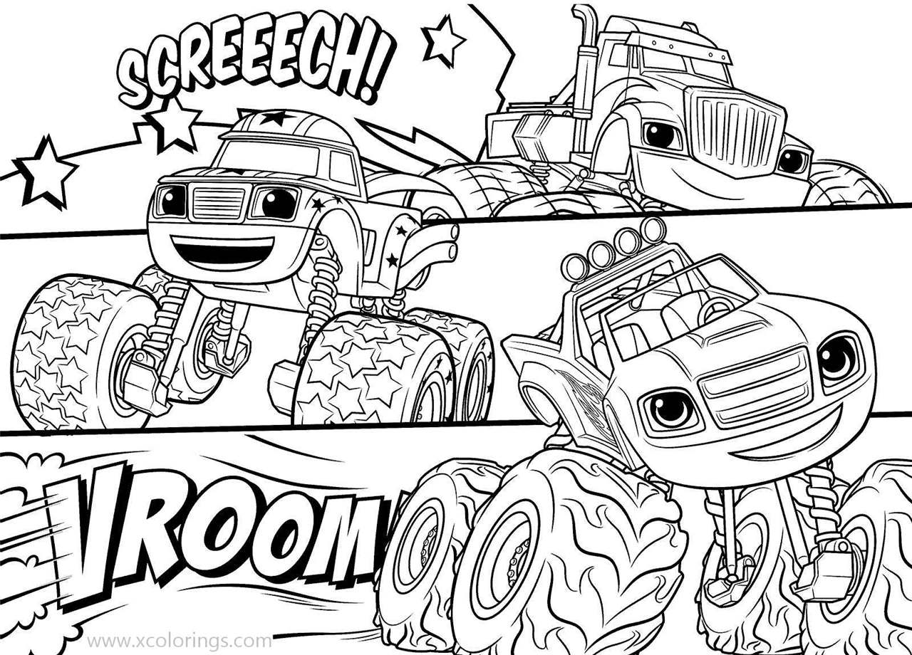 Free Blaze and the Monster Machines Coloring Pages Vroom printable