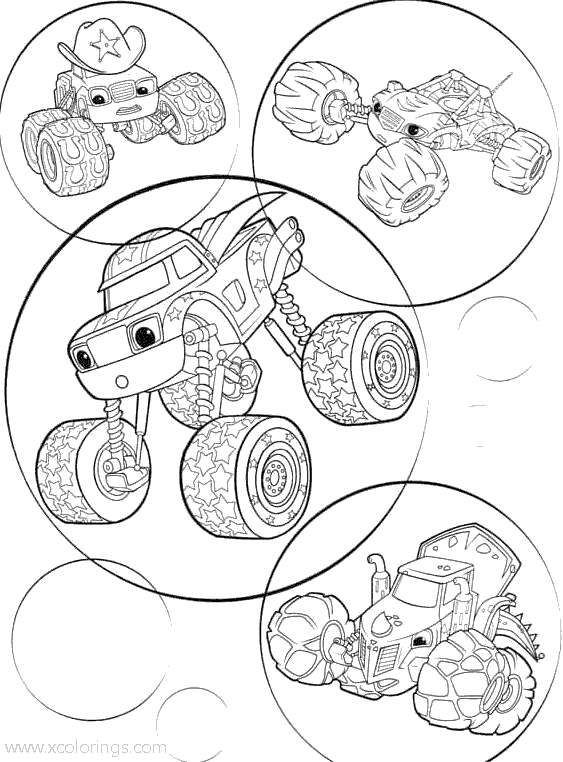 Free Blaze and the Monster Machines Coloring Pages with Circles printable