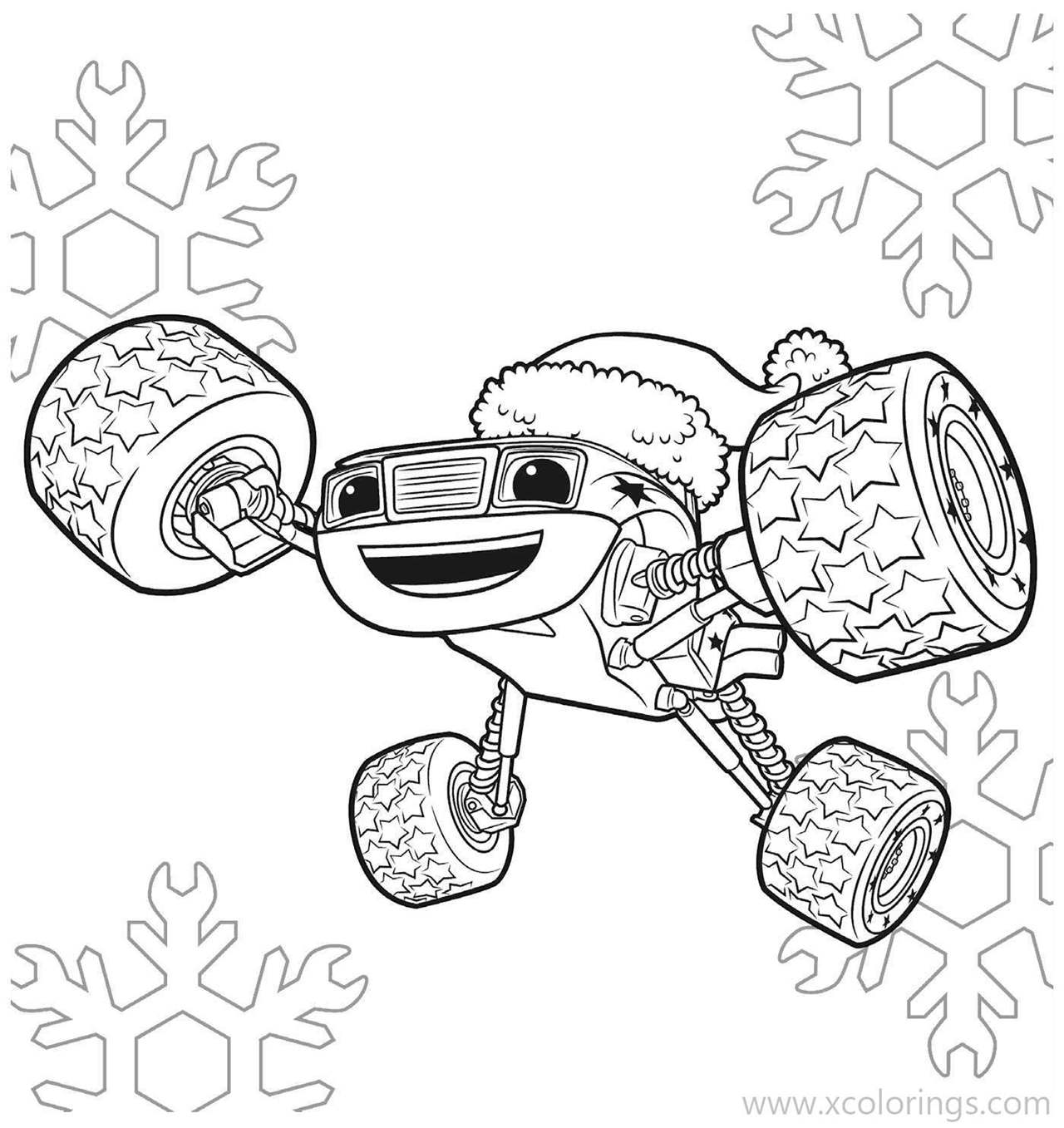 Free Blaze and the Monster Machines with Christmas Hat Coloring Pages printable