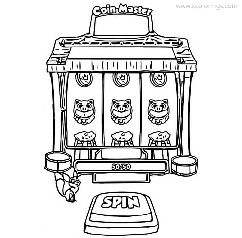 Free Coin Master Coloring Page Slot Machine printable