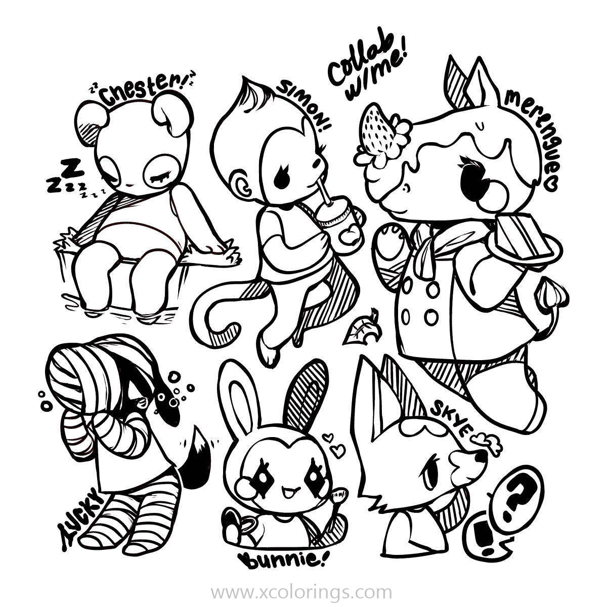 Free Cute Animal Crossing Coloring Pages printable