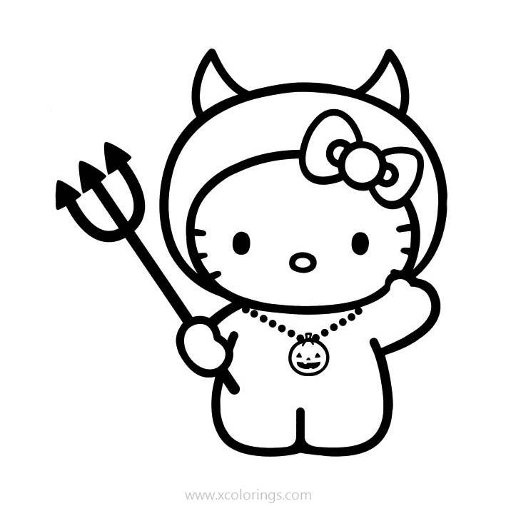 Free Cute Hello Kitty Halloween Coloring Pages printable