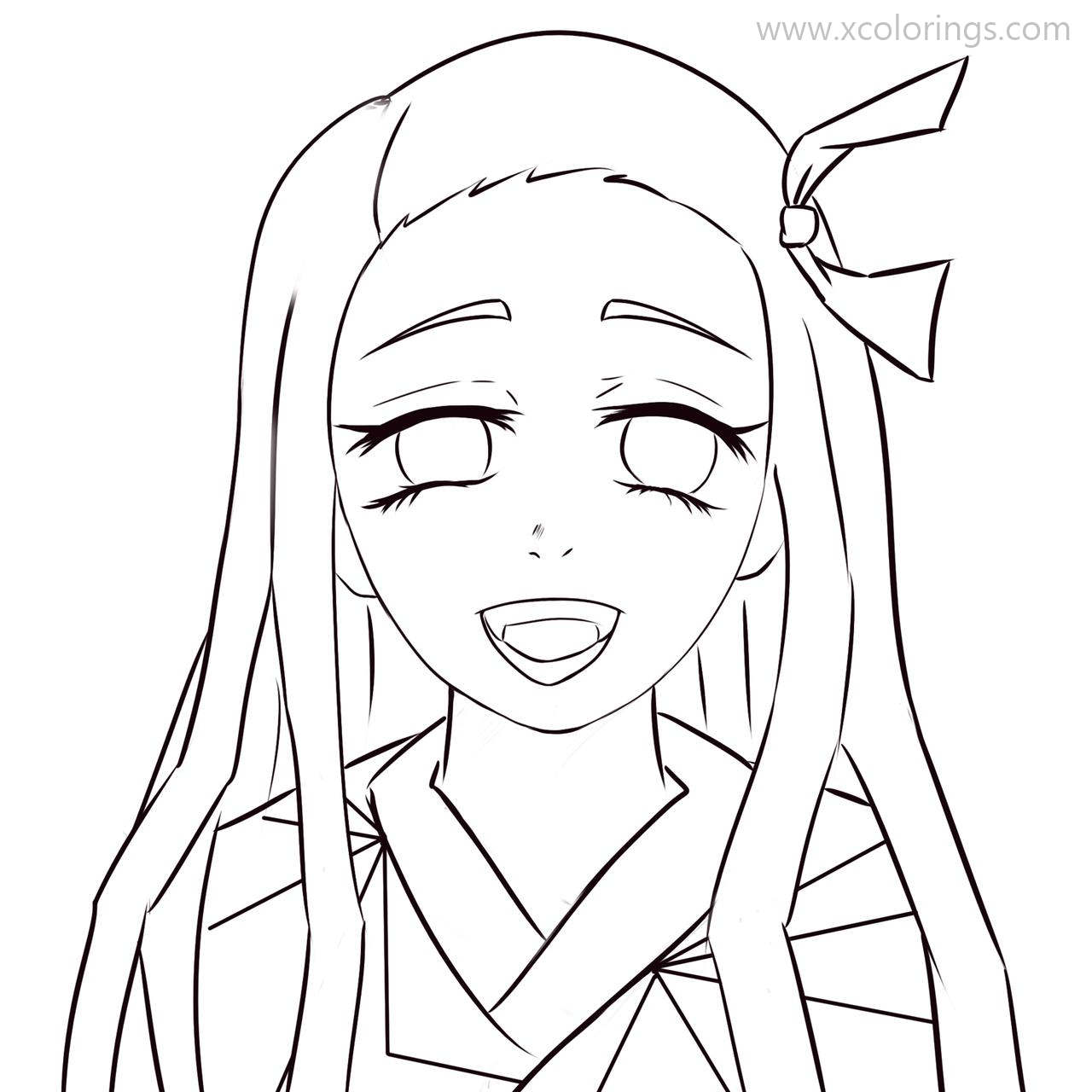 Free Demon Slayer Coloring Pages Nezuko Kamado Lineart by yhernhenry printable