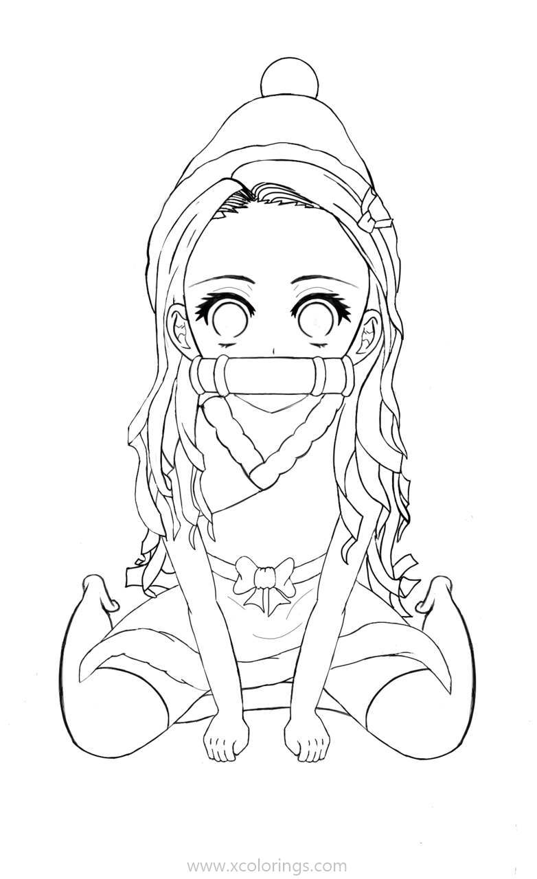 Free Demon Slayer Coloring Pages Nezuko Lineart by bennikko printable