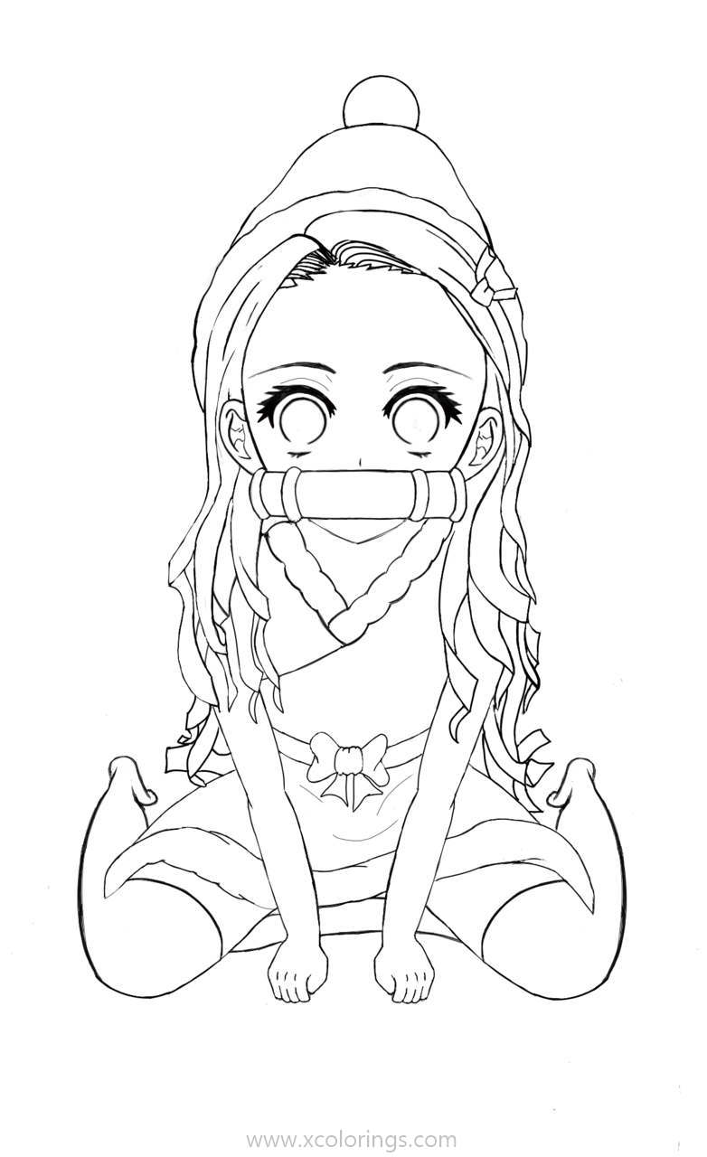 Demon Slayer Coloring Pages Nezuko Lineart by bennikko - XColorings.com