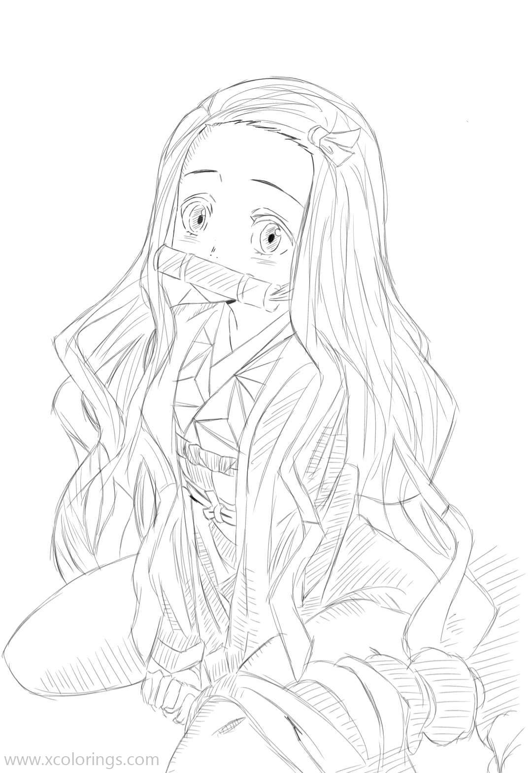 Demon Slayer Coloring Pages Nezuko Pencil Drawing XColorings