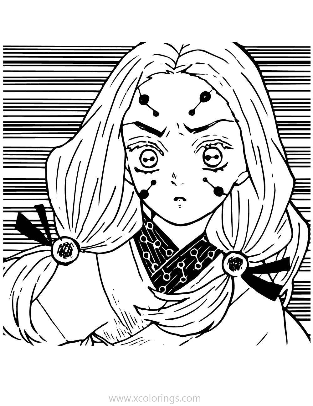 Free Demon Slayer Coloring Pages Rui Older Sister Spider printable