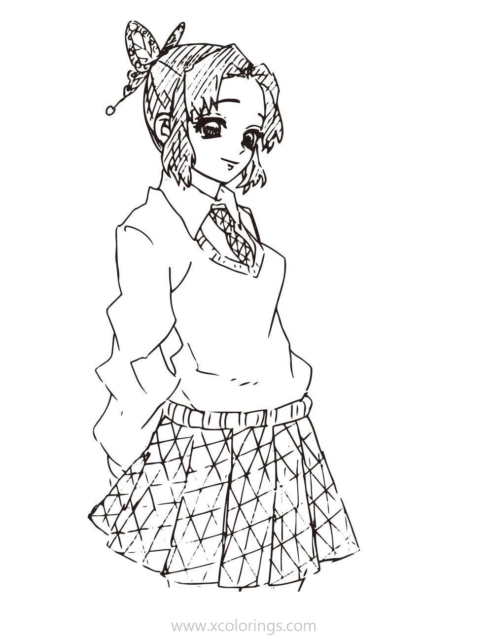 Demon Slayer Coloring Pages Shinobu Kocho XColorings