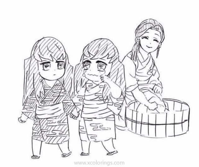 Free Demon Slayer Coloring Pages Sisters and Mom printable