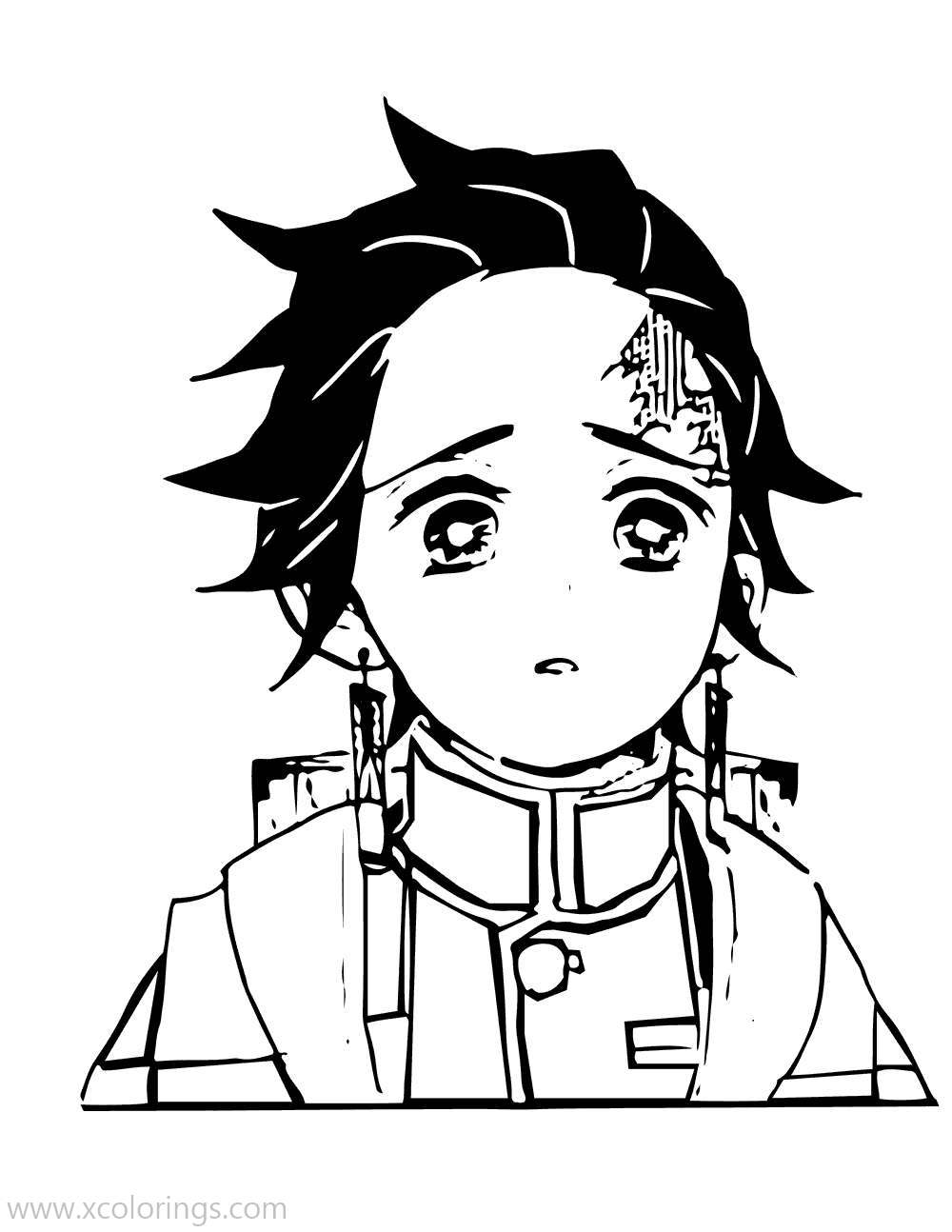 Free Demon Slayer Coloring Pages Tanjiro Kamado is not Happy printable